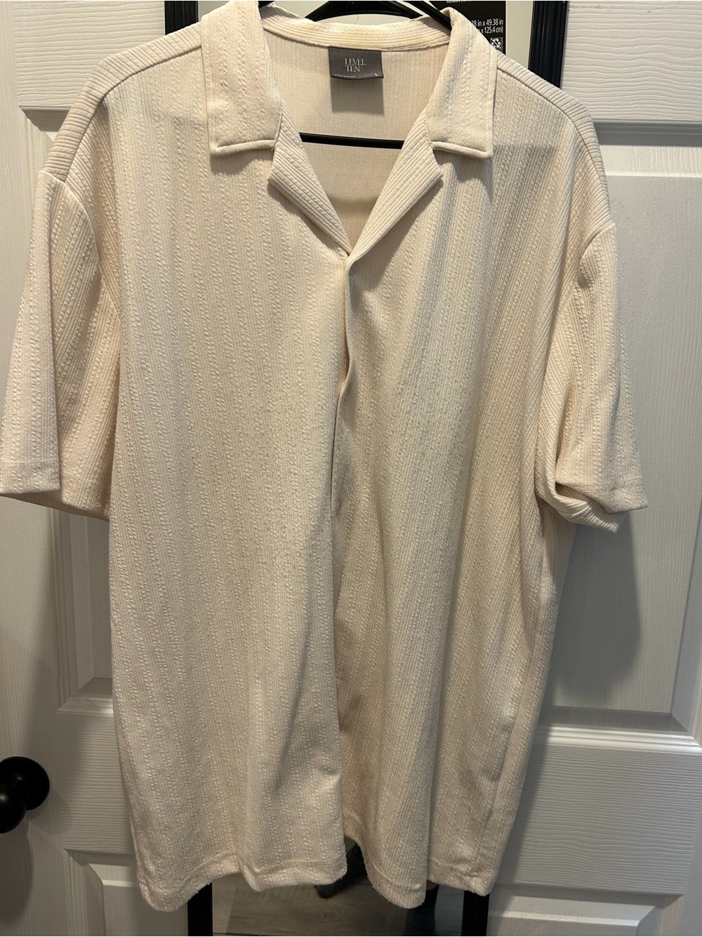 Tonal Cream Short-Sleeve Knit Button-Down Shirt by Paul Stuart